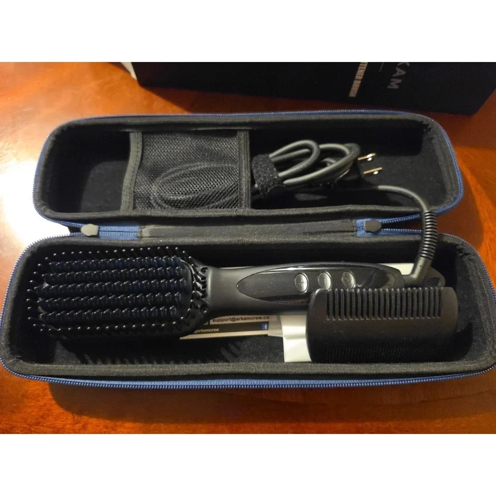Arkam Men's Beard Straightener Heated Brush‎ with Travel Case & Beard Comb